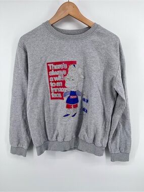 Grey Bart Graphic Embroidered Crewneck Sweatshirt Streetwear Y2KGrey crewneck sw